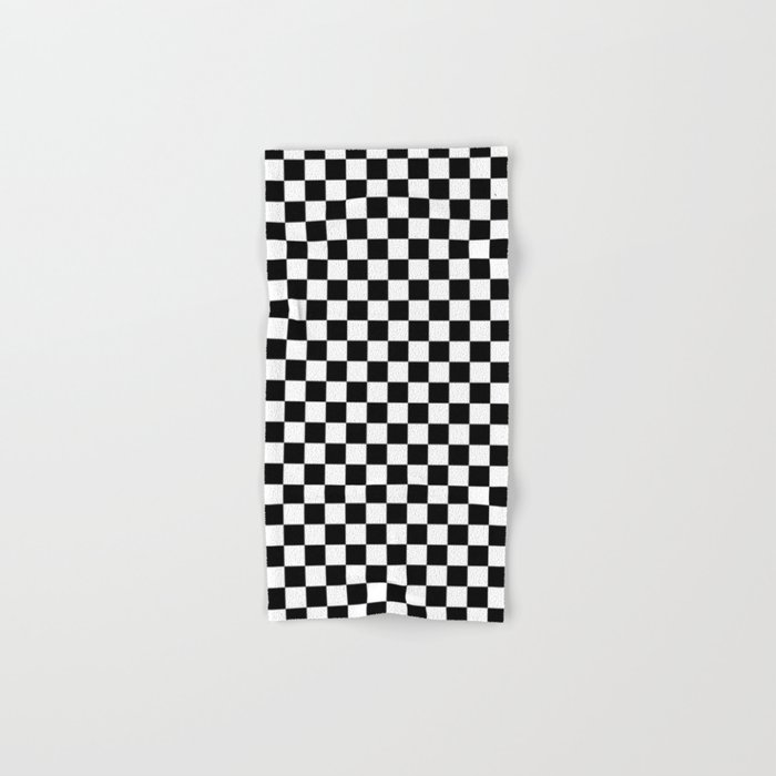 Checkered - White and Black Hand & Bath Towel by