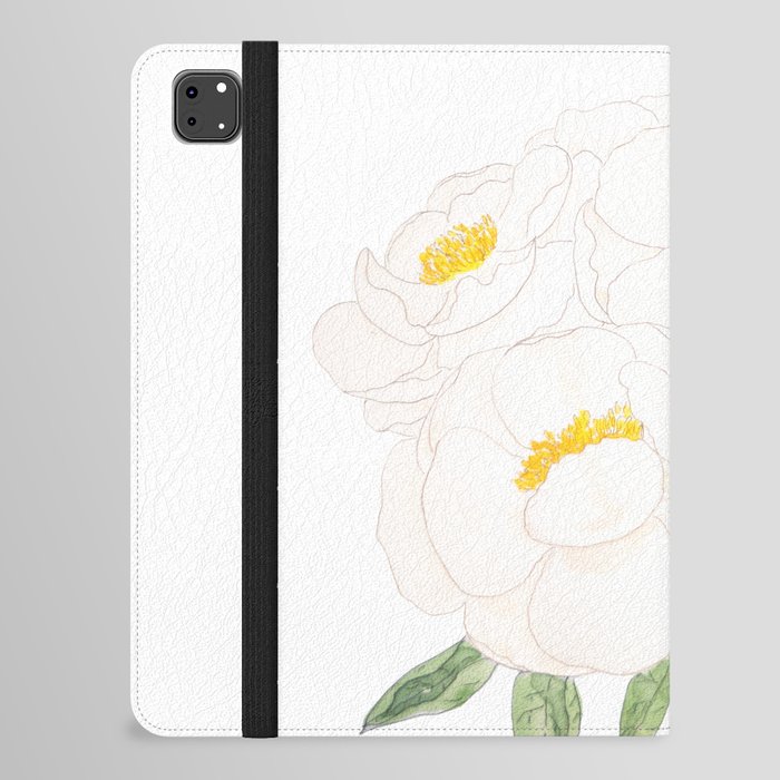 white peony bouquet flowers  ink and watercolor  iPad Folio Case