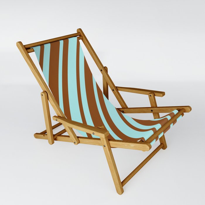 Turquoise and Brown Colored Lines/Stripes Pattern Sling Chair
