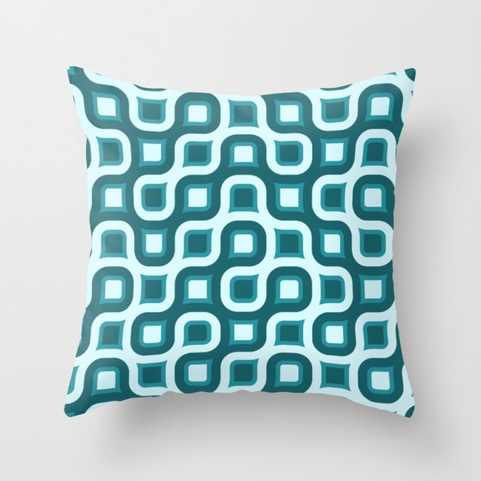 Truchet Modern Abstract Concentric Circle Pattern - Teal Throw Pillow