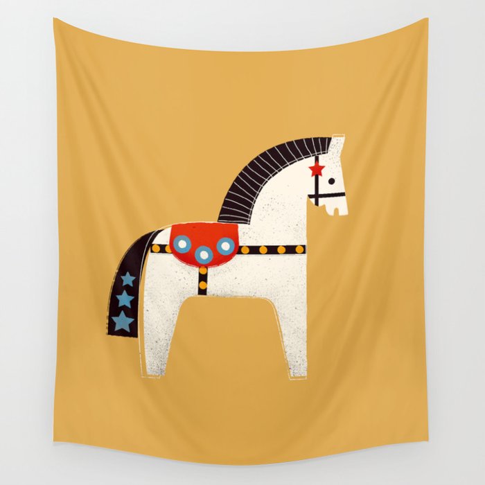 Festive Pony - illustration Wall Tapestry