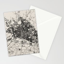 Léon, France. City Map. Black and White. Minimal Stationery Card