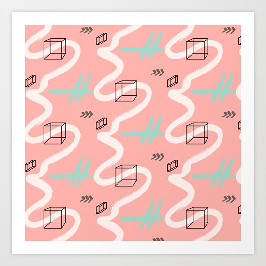 rectangles vs coral lines Art Print