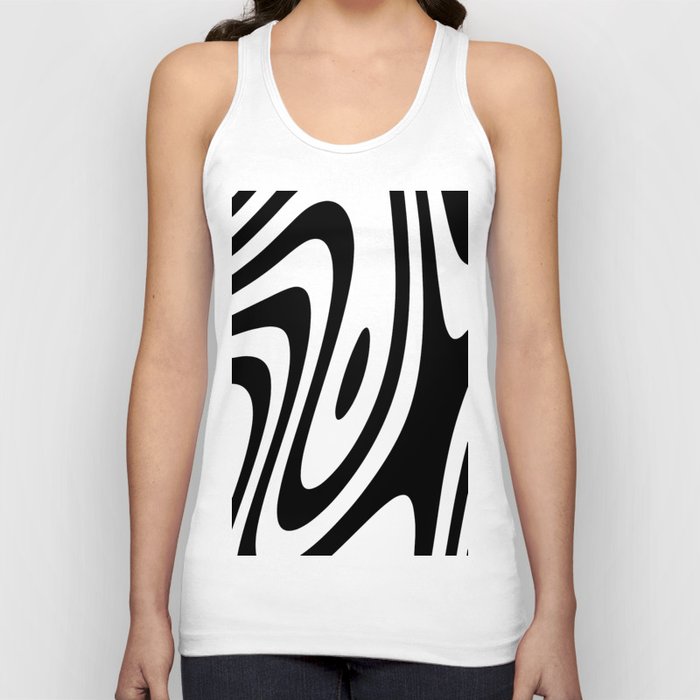 Black and White Groovy Zebra Liquid Stripes Design Tank Top