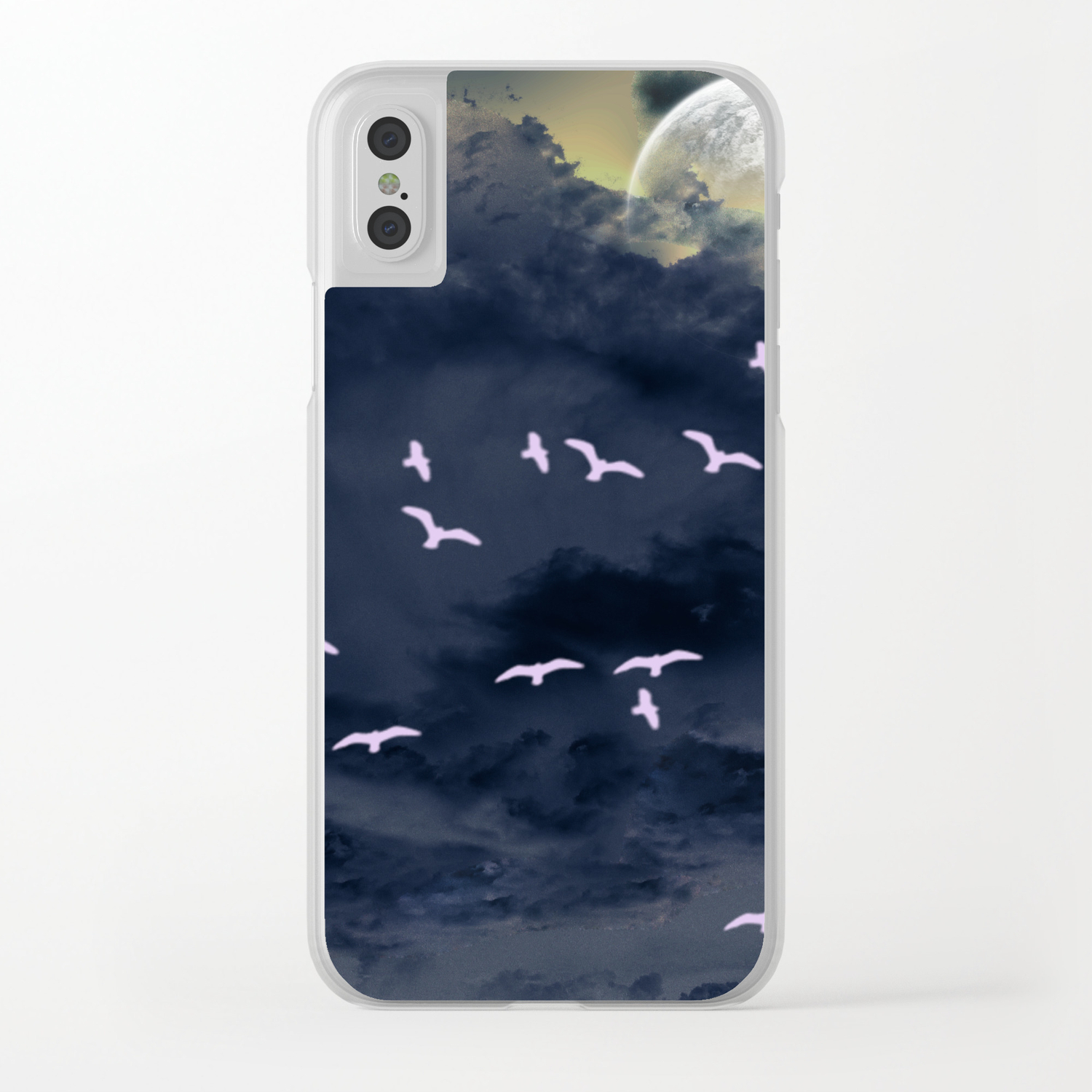 Flying Under The Moonlight Clear Iphone Case