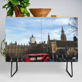 Great Britain Photography - Double Decker Bus Traveling Through London Credenza