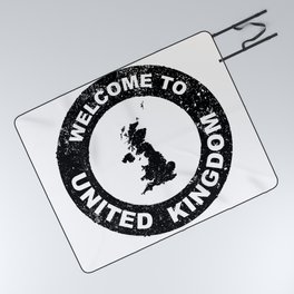 Rubber Ink Stamp Welcome To United KIngdom Picnic Blanket