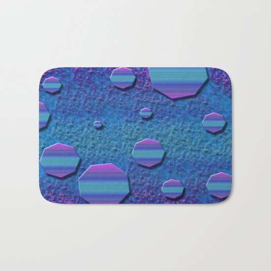 Celestial Octagon Orbs of Planet Neptune Bath Mat