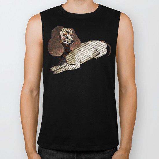 Dog Newspaper Collage Biker Tank