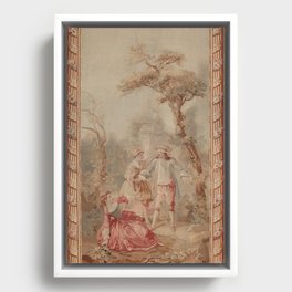 Antique Aubusson Romantic French 18th Century Tapestry Framed Canvas