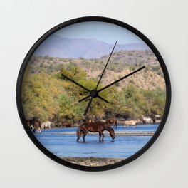 Wild Horses on the Salt River Wall Clock