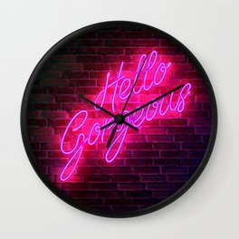 Hello Gorgeous - Neon Sign Wall Clock