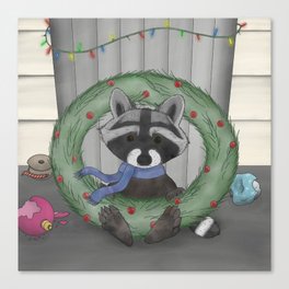 Raccoon Holidays Canvas Print
