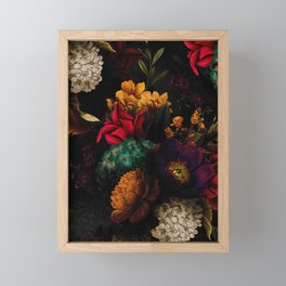 Midnight Hours Dark Vintage Flowers Garden Framed Mini Art Print