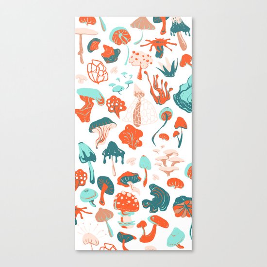 Mushroom Pattern (white) Canvas Print