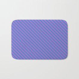 [ Thumbnail: Purple & Blue Colored Lines Pattern Bath Mat ]