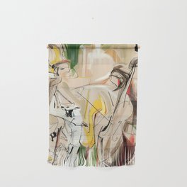 Expressive Musicians Playing Cello Flute Accordion Saxophone drawing Wall Hanging