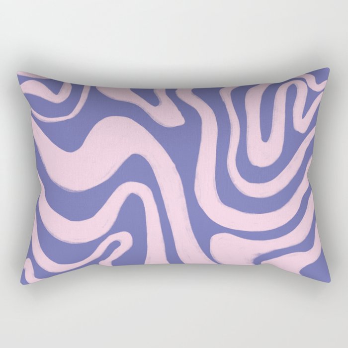 Retro Very Peri + Blush Pink Liquid Swirl Rectangular Pillow