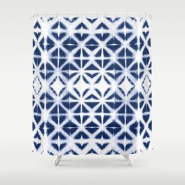 Moroccan design white and indigo blue Shower Curtain