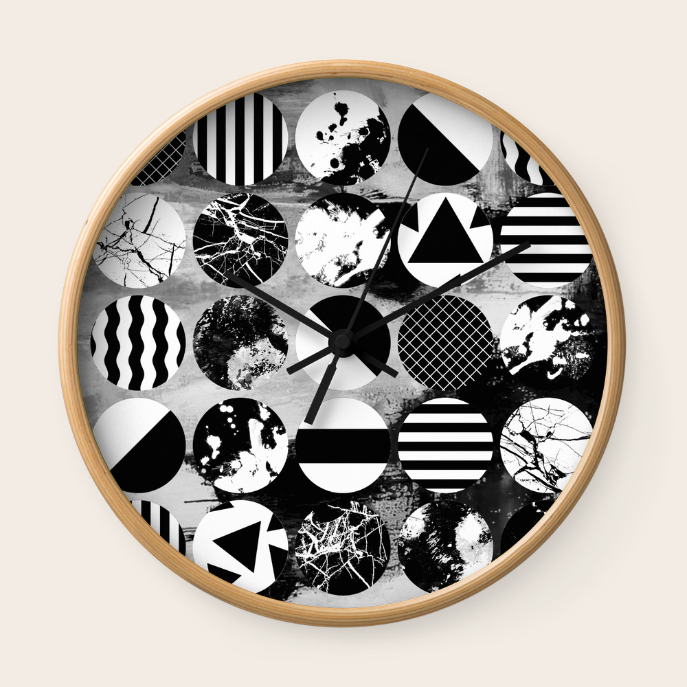 Eclectic Circles Black And White Abstract Geometric Textured