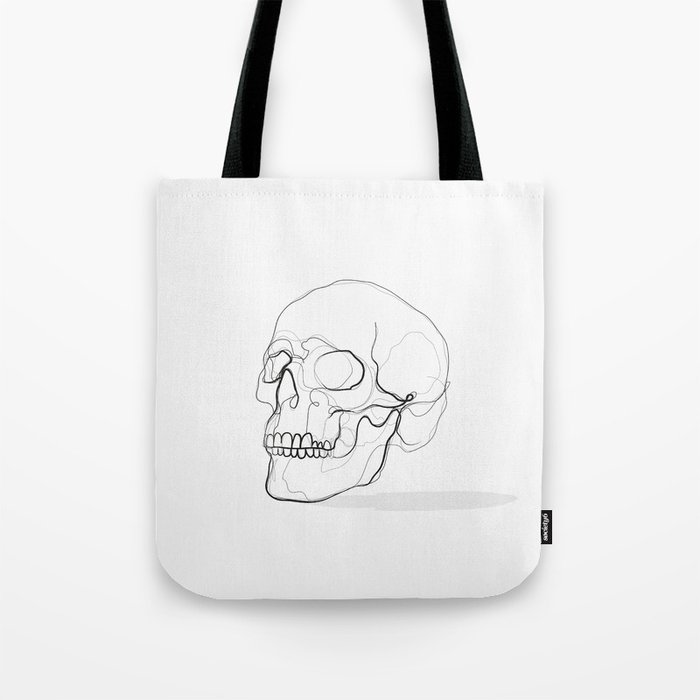Skull Line Drawing Tote Bag