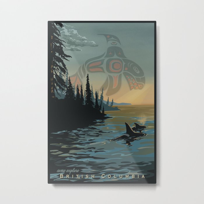 Retro British Columbia Orca poster Metal Print