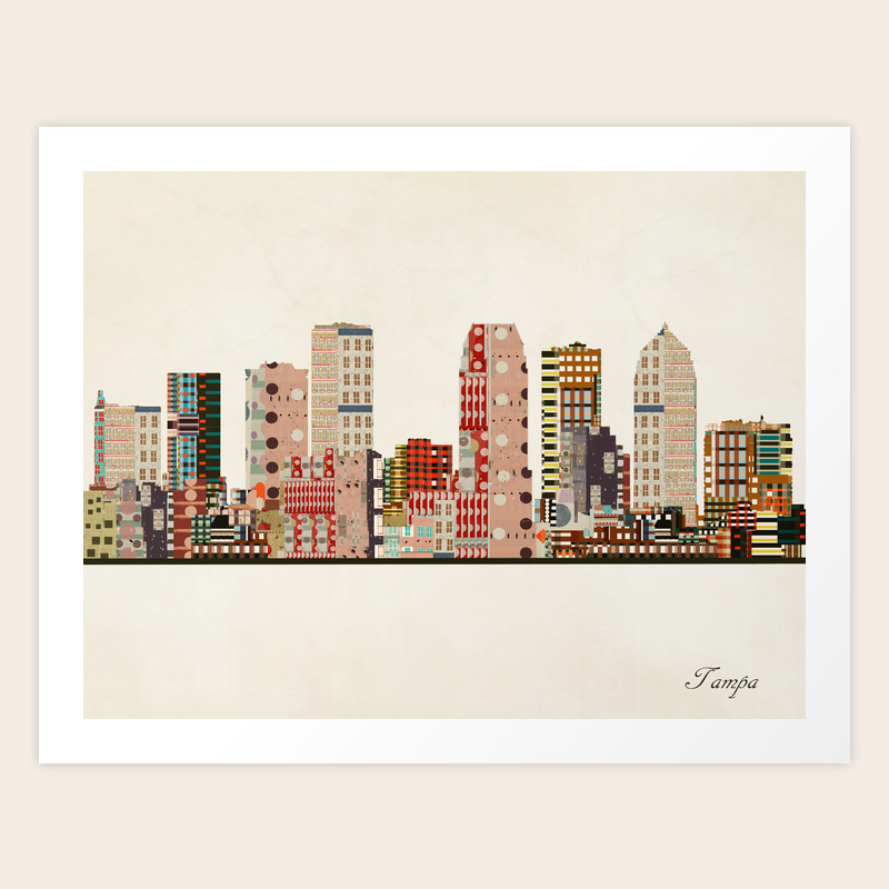 Tampa Skyline Art Print By Bribuckley Society6