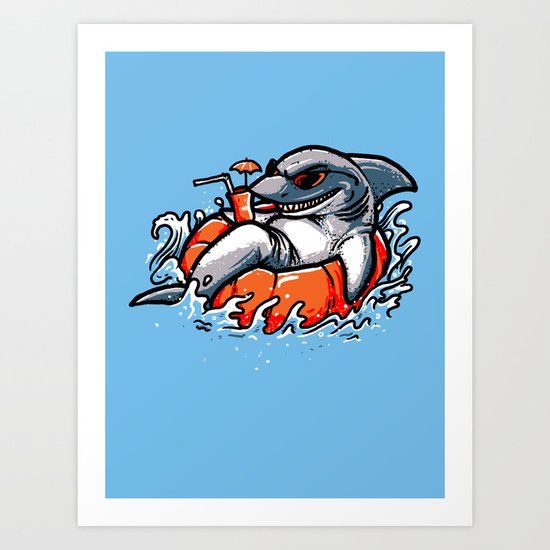 summer pool shark Art Print