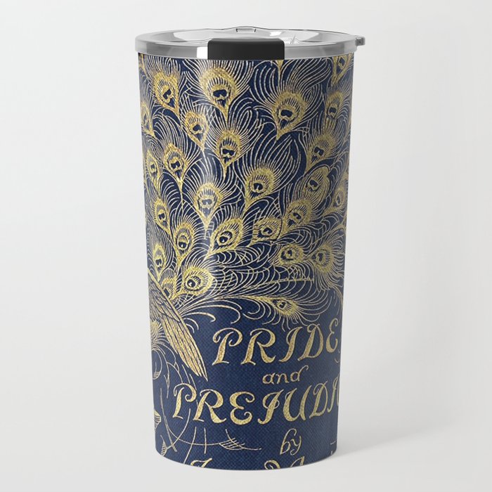 Pride and Prejudice by Jane Austen Vintage Peacock Book Cover Travel Mug