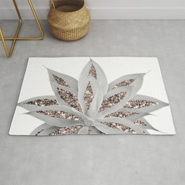 Gray Agave with Rose Gold Glitter #3 #shiny #tropical #decor #art #society6 Rug | Photo, Wallart, Black And White, Succulent, Minimal, Color, Flowering Plant, Rose Gold Glitter, Glitter Agave, Collage 