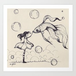 Dreamer & Obie (pen) Art Print