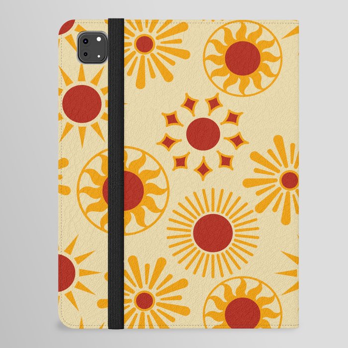 Mid Century Retro Sun Pattern - Carnelian and Orange iPad Folio Case