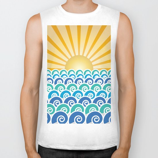 Along the Waves Blue Biker Tank