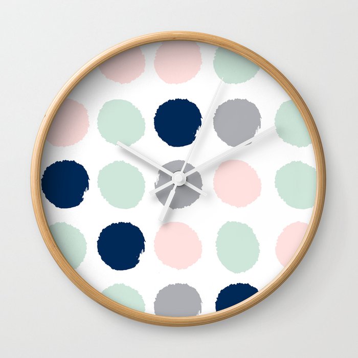 Trendy Color Palette Minimal Painted Dots Polka Dot Minimalist Pink Mint Grey Navy Wall Clock By Charlottewinter Society6,Chocolate Brown Color Combination For Brown