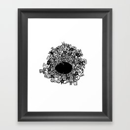 Monsters falling in hole, doodle art Framed Art Print