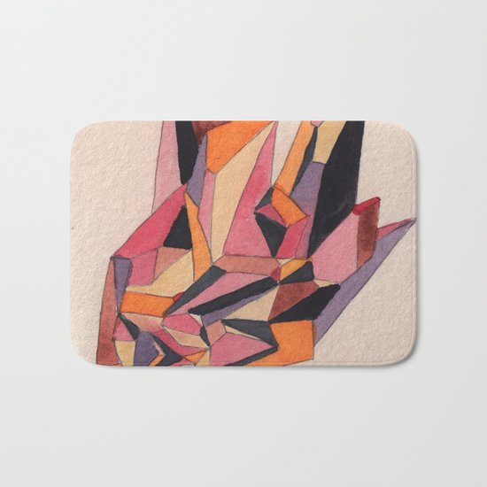 Warm Geometric Watercolour Bath Mat