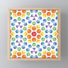 Rainbow Polyhedral Dice Framed Mini Art Print