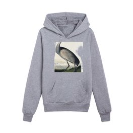 Hooping Crane from Birds of America (1827) by John James Audubon Kids Pullover Hoodies