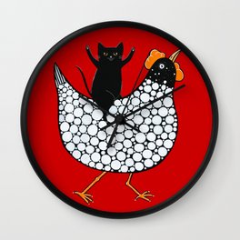 Black Cat and Funky Chicken Ride Wall Clock