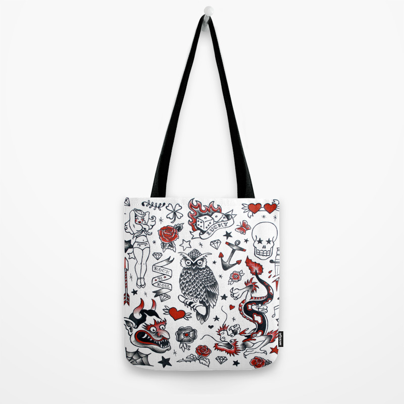 Old School Tattoo Part 1 Tote Bag By Jodyedwardsart Society6 Old School Tattoo Part 1 Tote Bag By
