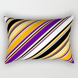 [ Thumbnail: Vibrant Tan, Orange, Indigo, White, and Black Colored Lines/Stripes Pattern Rectangular Pillow ]