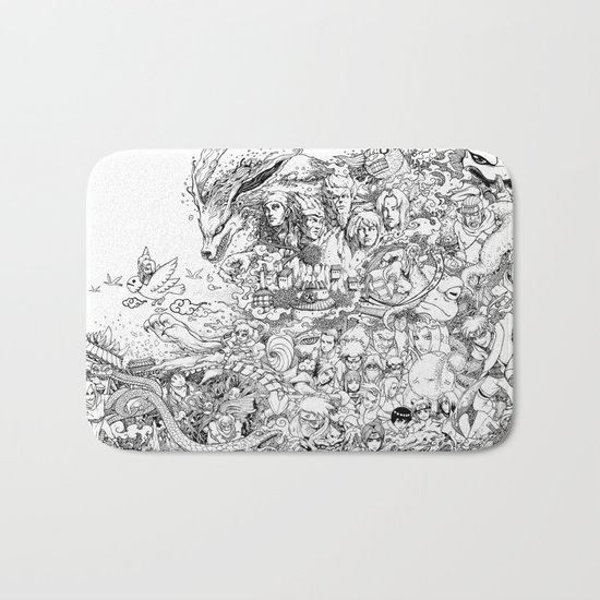 Naruto characters doodle Bath Mat