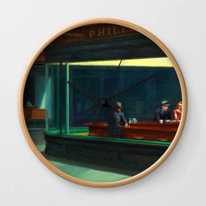 Nighthawks Painting Restored Edward Hopper Wall Clock