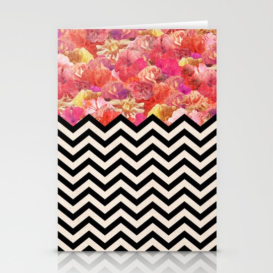 Chevron Flora Stationery Cards