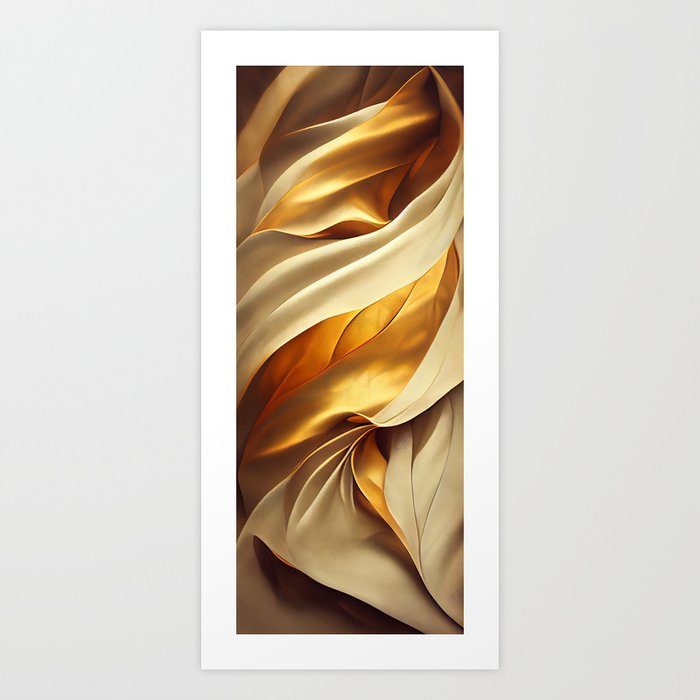 Luxury - Cream and Gold Satin Fabric Art Print