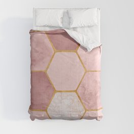 Pink and Gold Hexagon Quartz Comforter