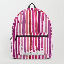 Lipstick Stripes - Floral Fuschia Red Backpack