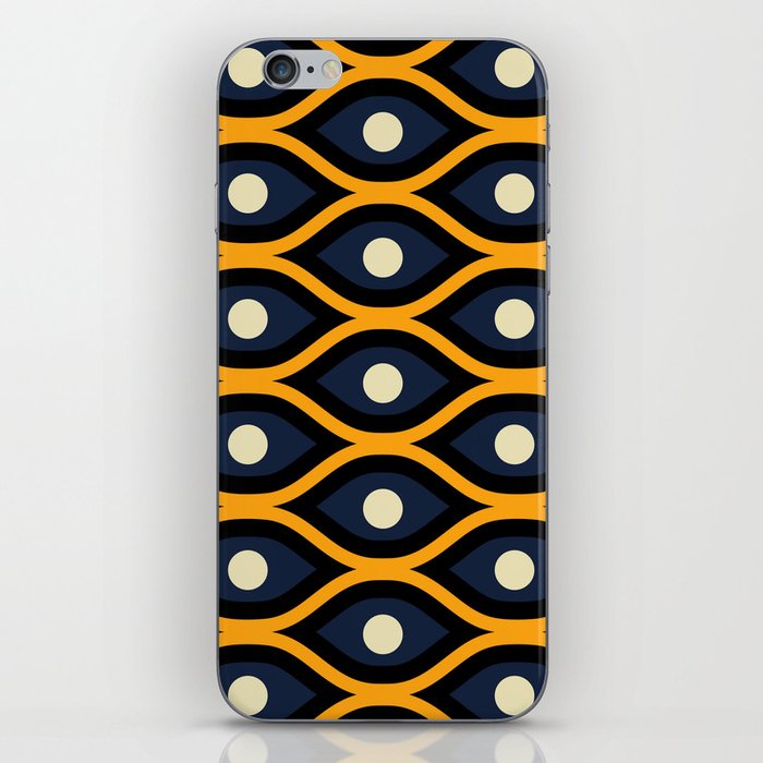 Groovy Abstract Colorful Retro Pattern - Dark Green and yellow iPhone Skin