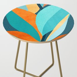 Abstract Tropical Foliage Side Table