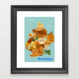 Brooklyn map Framed Art Print